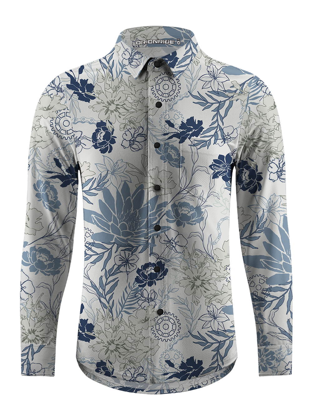Orionride Lotus In Bloom Men's Stretchy Breathable Long Sleeve Gravel Shirt