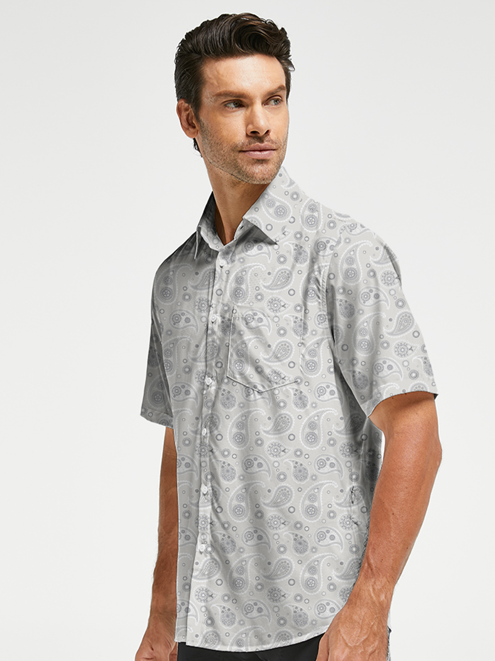 Orionride Cashew Flower Paradise Zipper Pockets Ultra Lightweight Short Sleeves Gravel Shirt