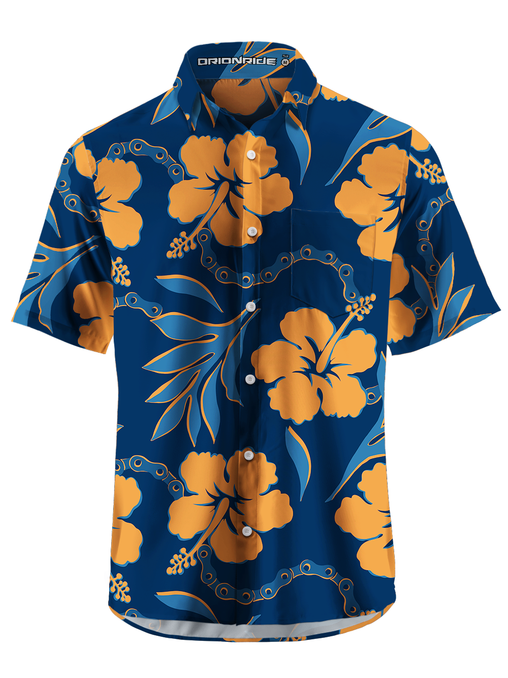 Orionride Hibiscus Petals Zipper Pockets Ultra Lightweight Short Sleeves Gravel Shirt