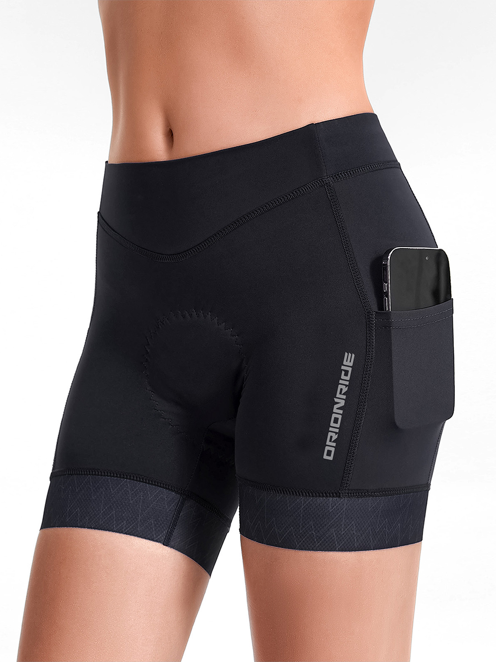 Orionride Women's Padded Cycling Shorts With Pockets Black