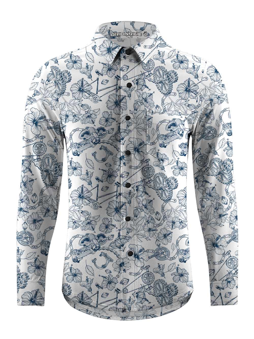 Orionride Hibiscus Gear Men's Stretchy Breathable Long Sleeve Gravel Shirt