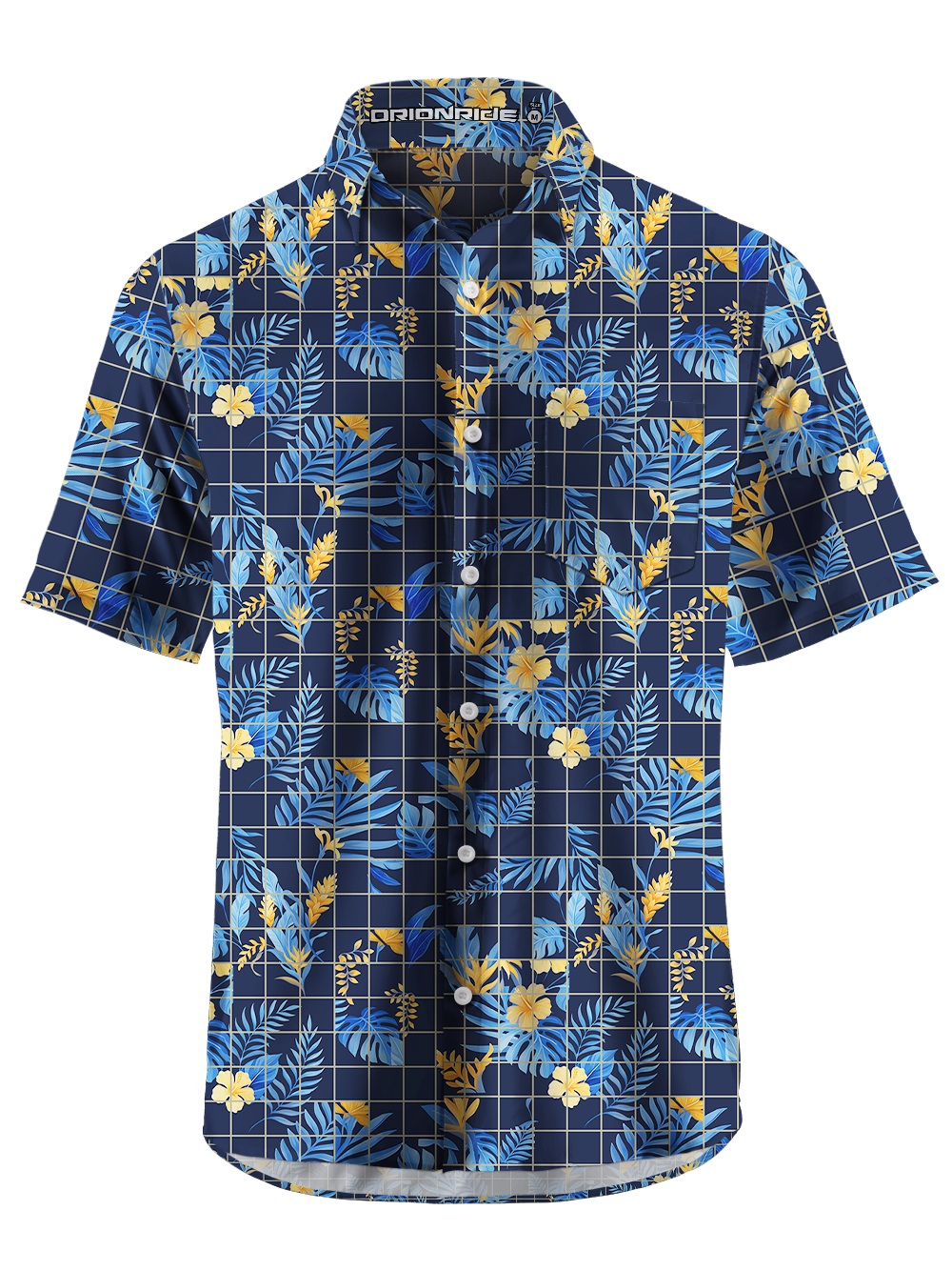 Orionride Checkered Flowers Zipper Pockets Ultra Lightweight Short Sleeves Gravel Shirt