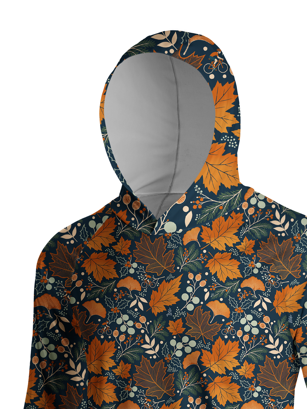 Orionride Warm Autumn Leaves Long Sleeve Cycling Hoodie Shirt