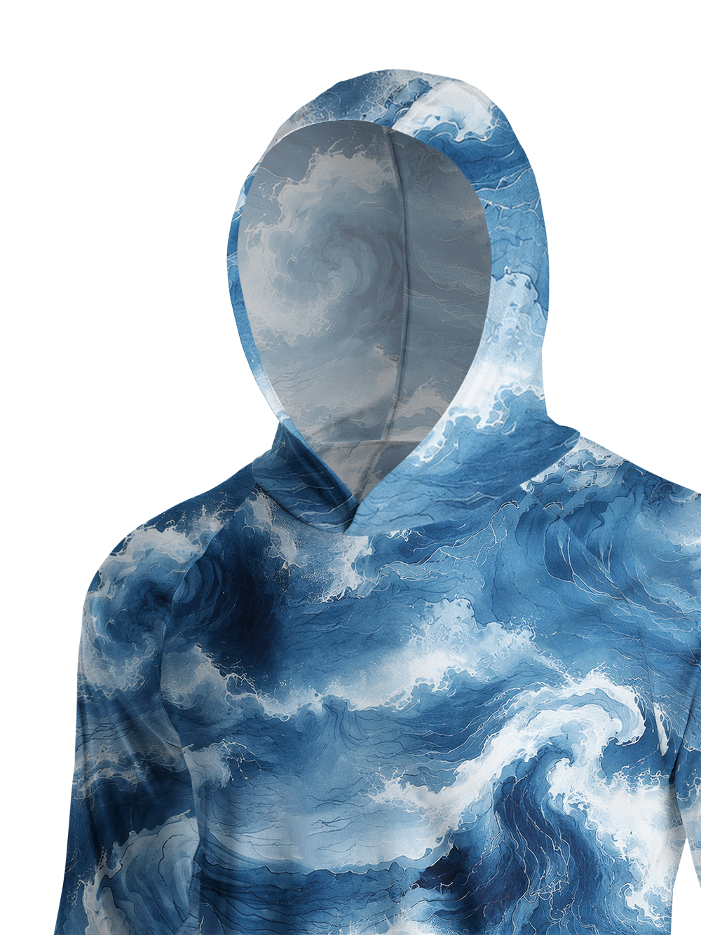 Orionride Blue Gold Surge Long Sleeve Cycling Hoodie Shirt