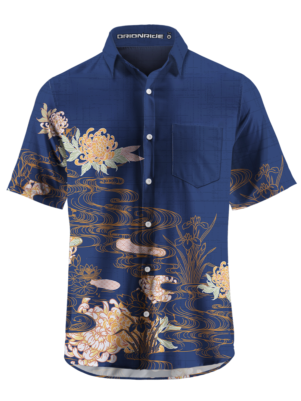 Orionride Golden Chrysanthemum Zipper Pockets Ultra Lightweight Short Sleeves Gravel Shirt