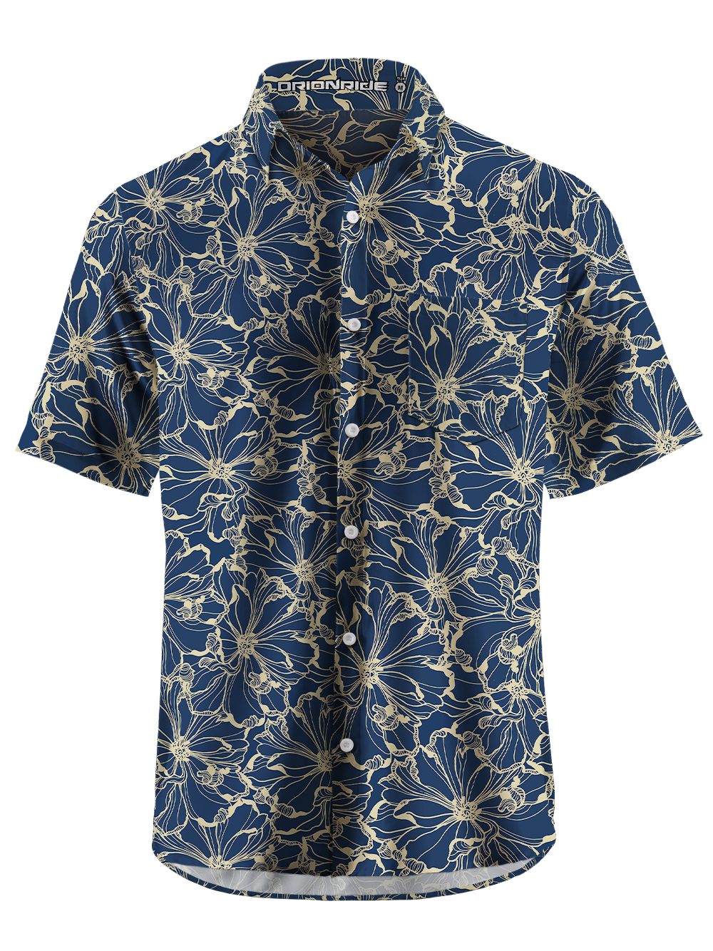 Orionride Blue-green Flowers Zipper Pockets Ultra Lightweight Short Sleeves Gravel Shirt