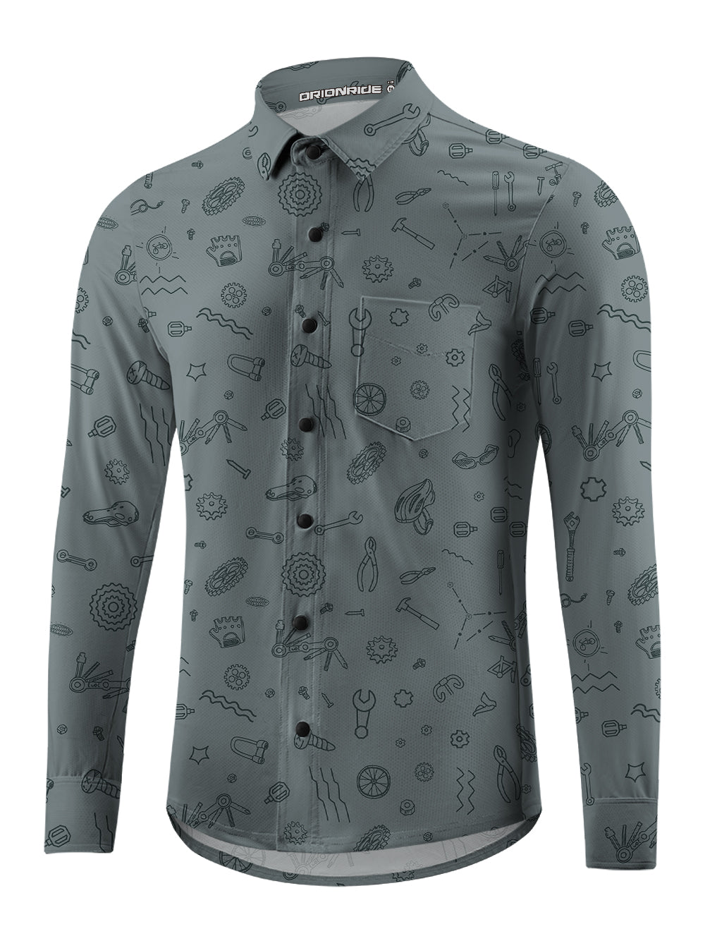 Orionride Scattered Parts Men's Stretchy Breathable Long Sleeve Gravel Shirt