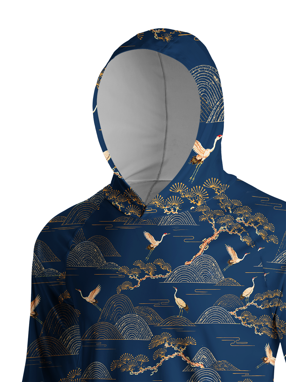 Orionride Golden Crane Long Sleeve Cycling Hoodie Shirt
