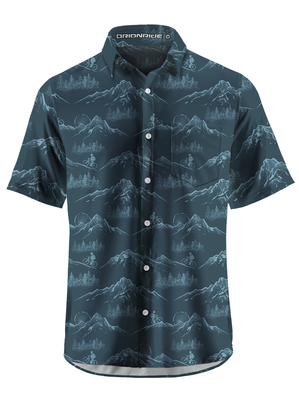 Orionride Mountain Outline Zipper Pockets Ultra Lightweight Short Sleeves Gravel Shirt