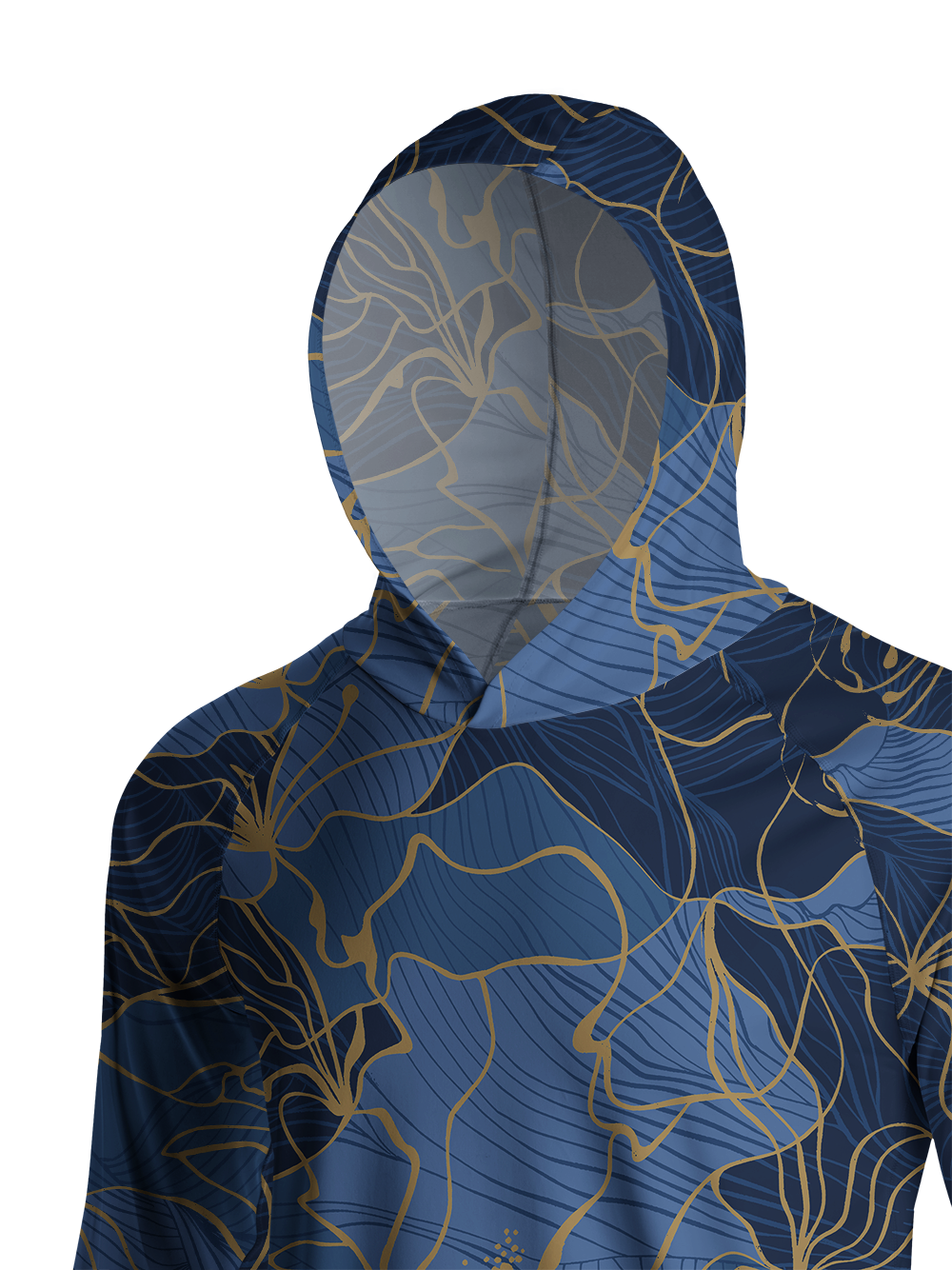 Orionride Golden Floral Long Sleeve Cycling Hoodie Shirt