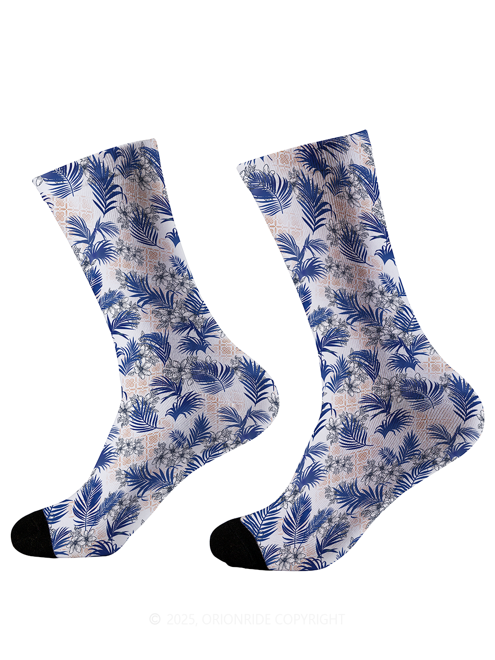 Orionride Blue Leaves Cycling Socks