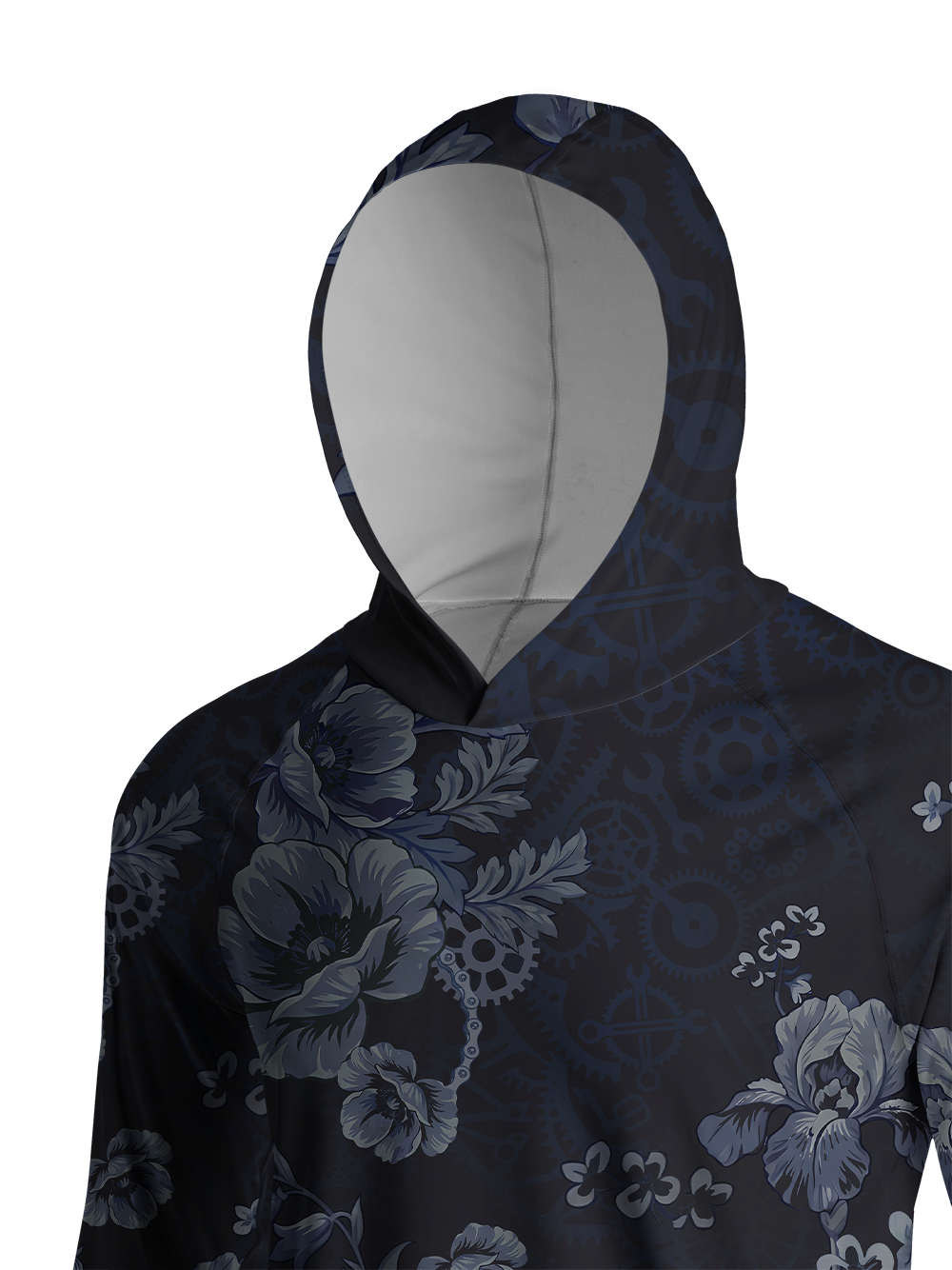 Orionride Dark Floral Pattern Long Sleeve Cycling Hoodie Shirt