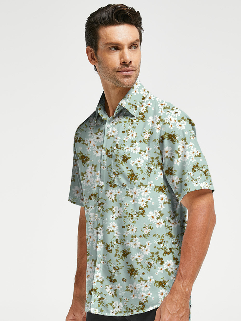 Orionride Blooming Flowers Zipper Pockets Ultra Lightweight Short Sleeves Gravel Shirt