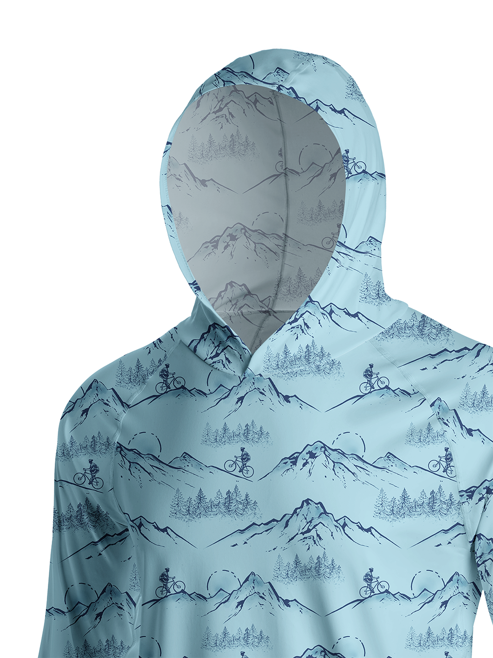 Orionride Mountain Outline Long Sleeve Cycling Hoodie Shirt