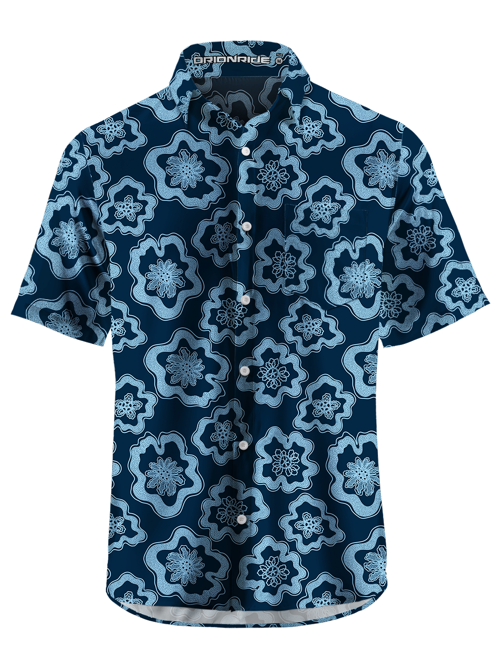 Orionride Abstract Flowers Zipper Pockets Ultra Lightweight Short Sleeves Gravel Shirt