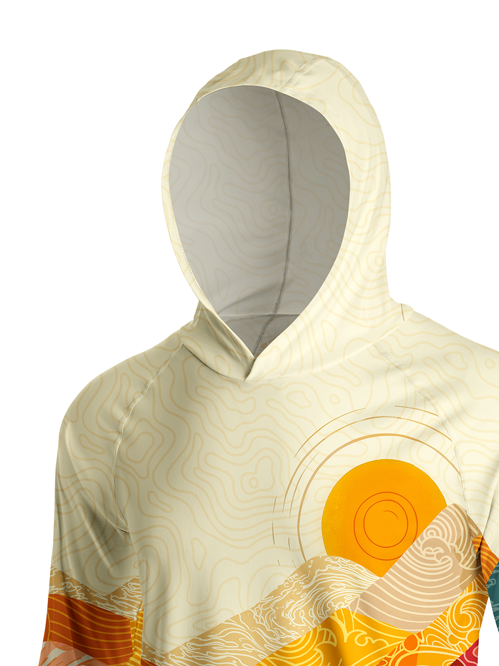 Orionride Waves And Peaks Long Sleeve Cycling Hoodie Shirt