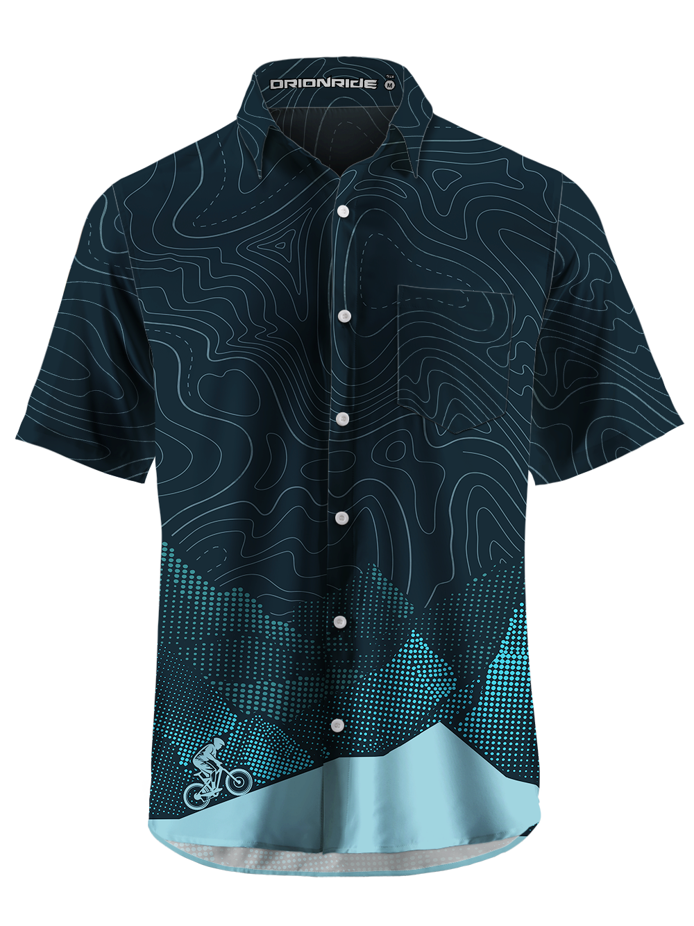 Orionride Real And Virtual Mountain Peaks Zipper Pockets Ultra Lightweight Short Sleeves Gravel Shirt