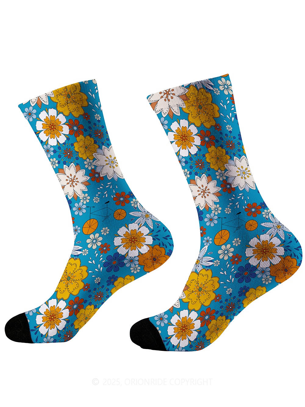 Orionride Flat Flowers Cycling Socks
