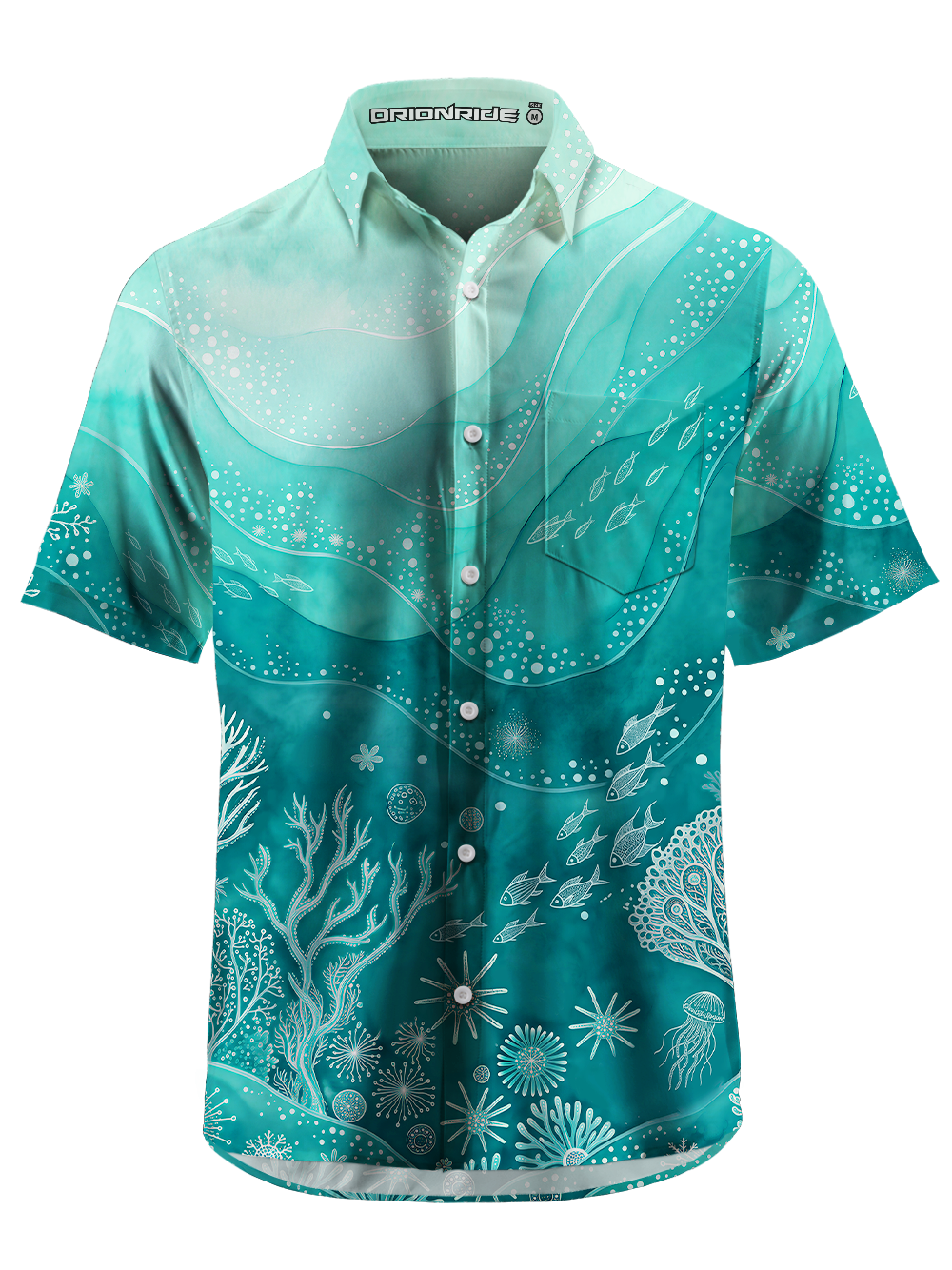 Orionride Ocean Chart Zipper Pockets Ultra Lightweight Short Sleeves Gravel Shirt