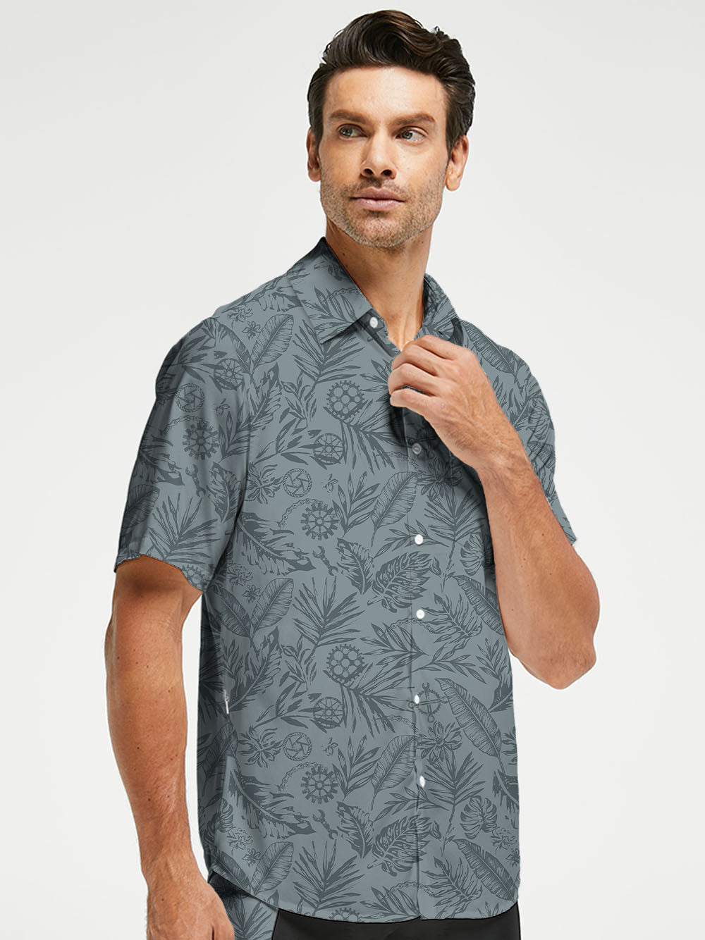 Orionride Leaves And Gears Zipper Pockets Ultra Lightweight Short Sleeves Gravel Shirt