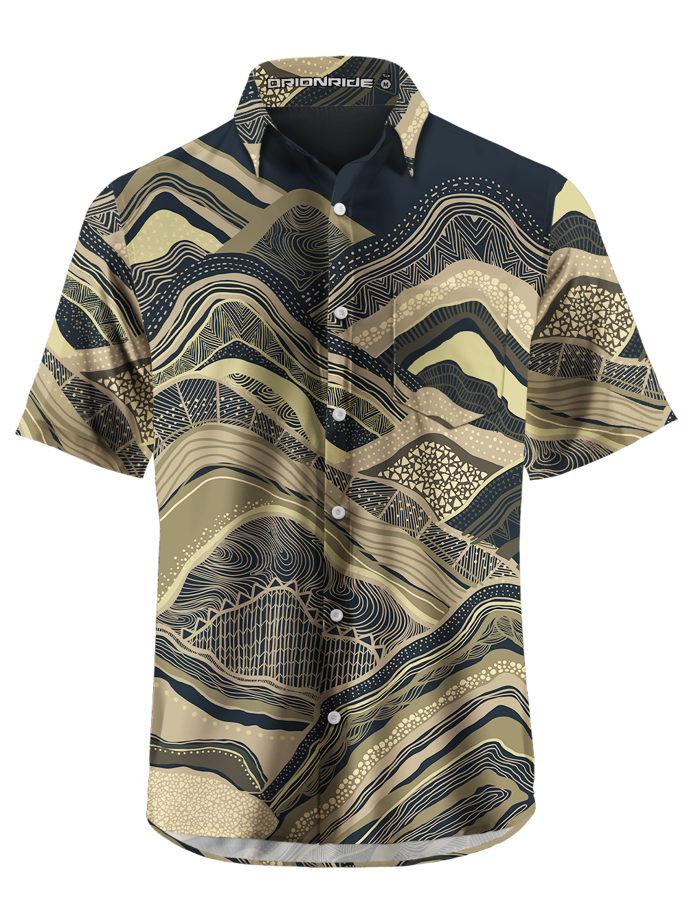 Orionride Layered Mountains And Seas Zipper Pockets Ultra Lightweight Short Sleeves Gravel Shirt