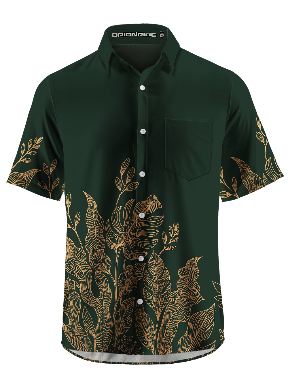 Orionride Night Gold Plant Zipper Pockets Ultra Lightweight Short Sleeves Gravel Shirt