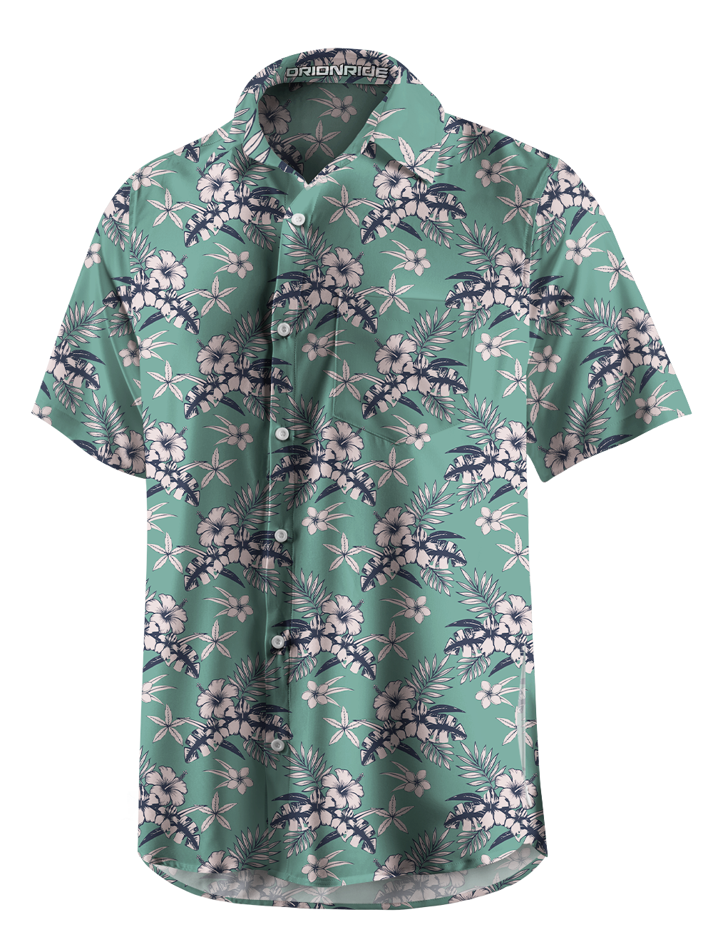 Orionride Hibiscus Palm Zipper Pockets Ultra Lightweight Short Sleeves Gravel Shirt