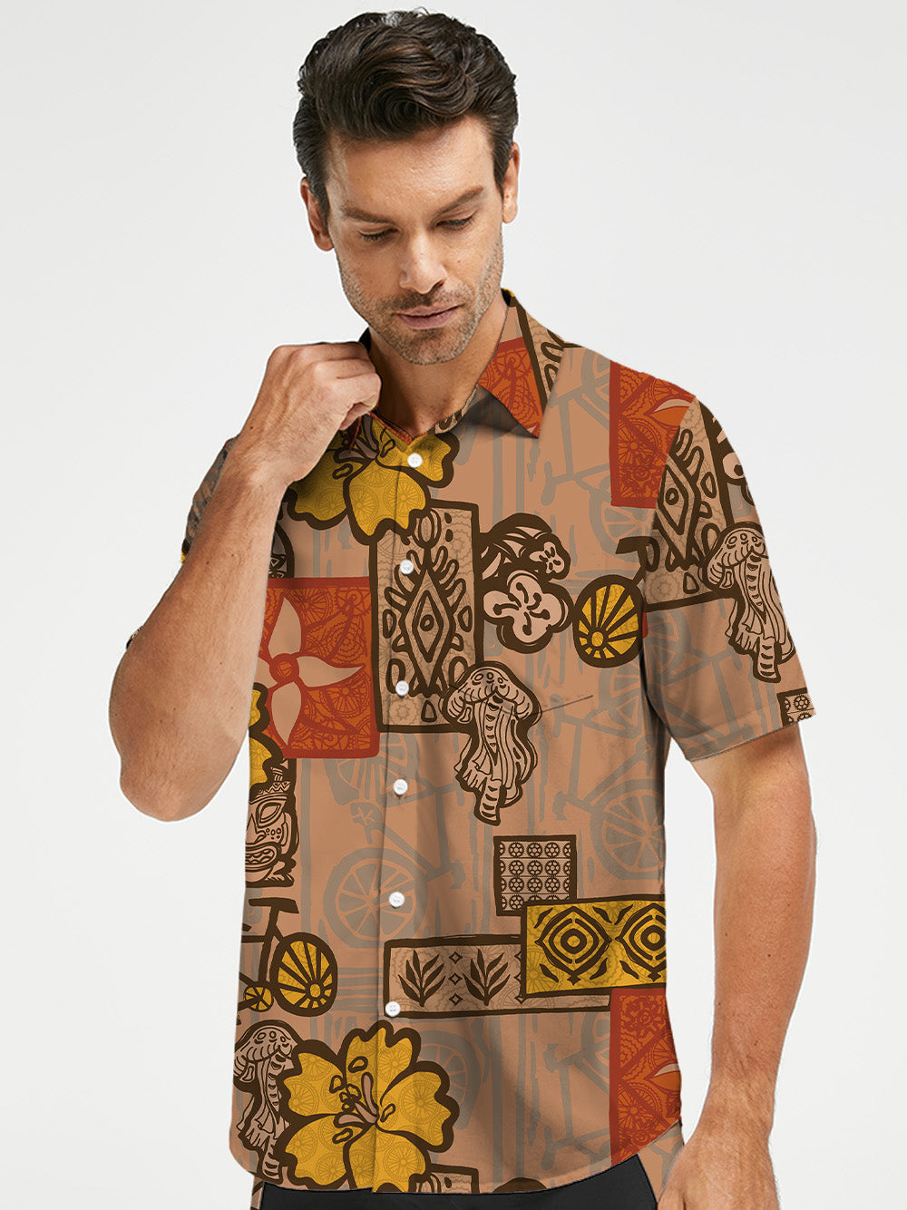 Orionride Retro Totem Zipper Pockets Ultra Lightweight Short Sleeves Gravel Shirt