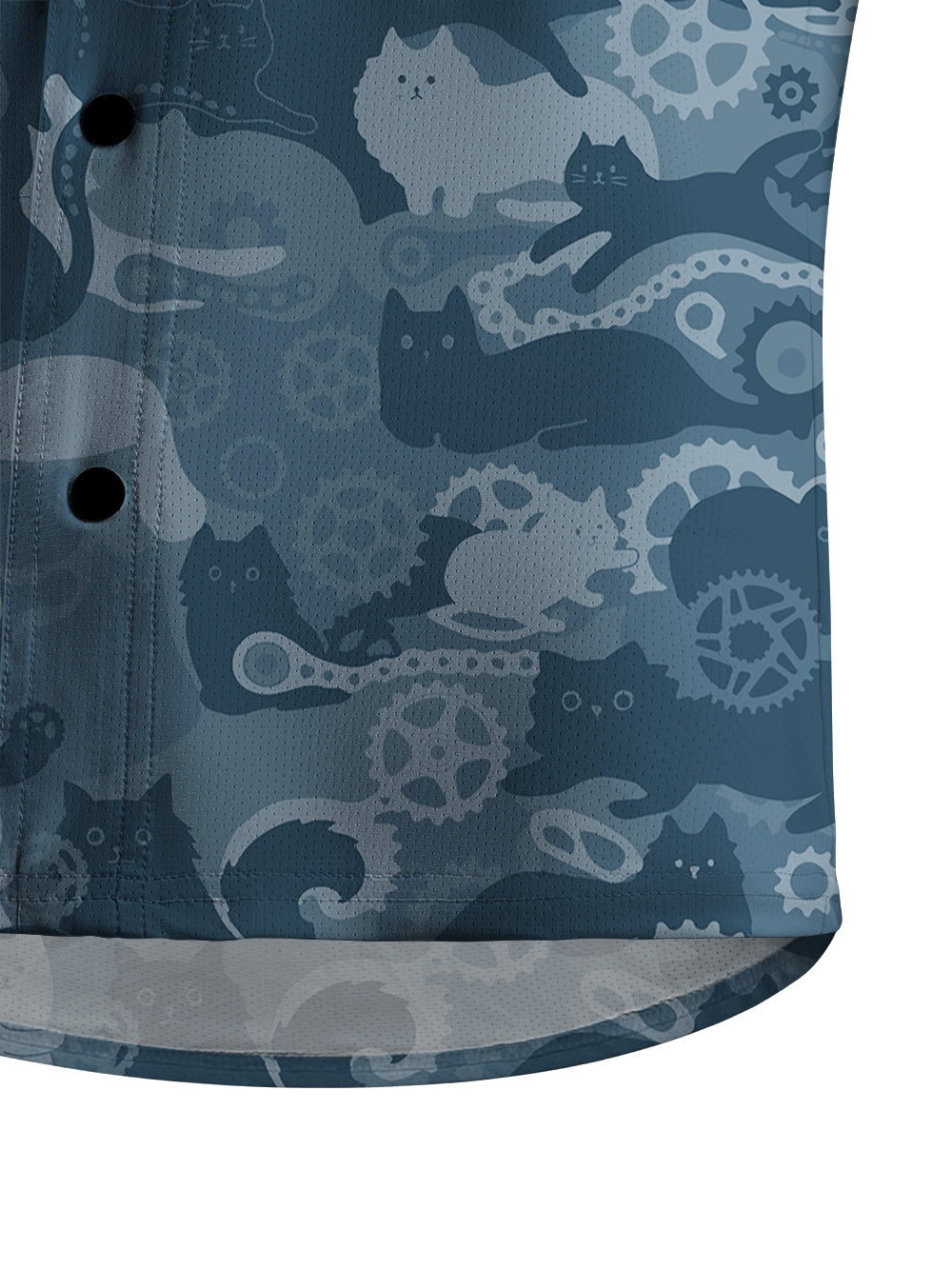 Orionride Cat Playing With Gears Men's Stretchy Breathable Long Sleeve Gravel Shirt