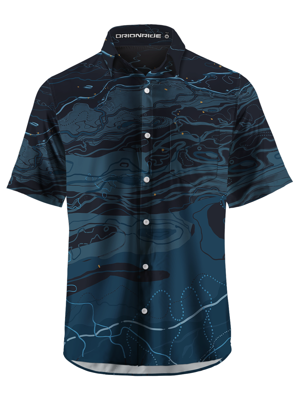 Orionride Abstract Watermarks Zipper Pockets Ultra Lightweight Short Sleeves Gravel Shirt