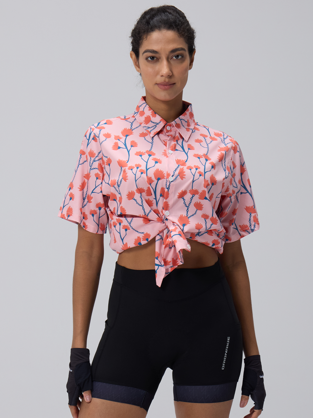 Orionride Flower Chain Zipper Pockets Ultra Lightweight Short Sleeves Women's Gravel Shirt