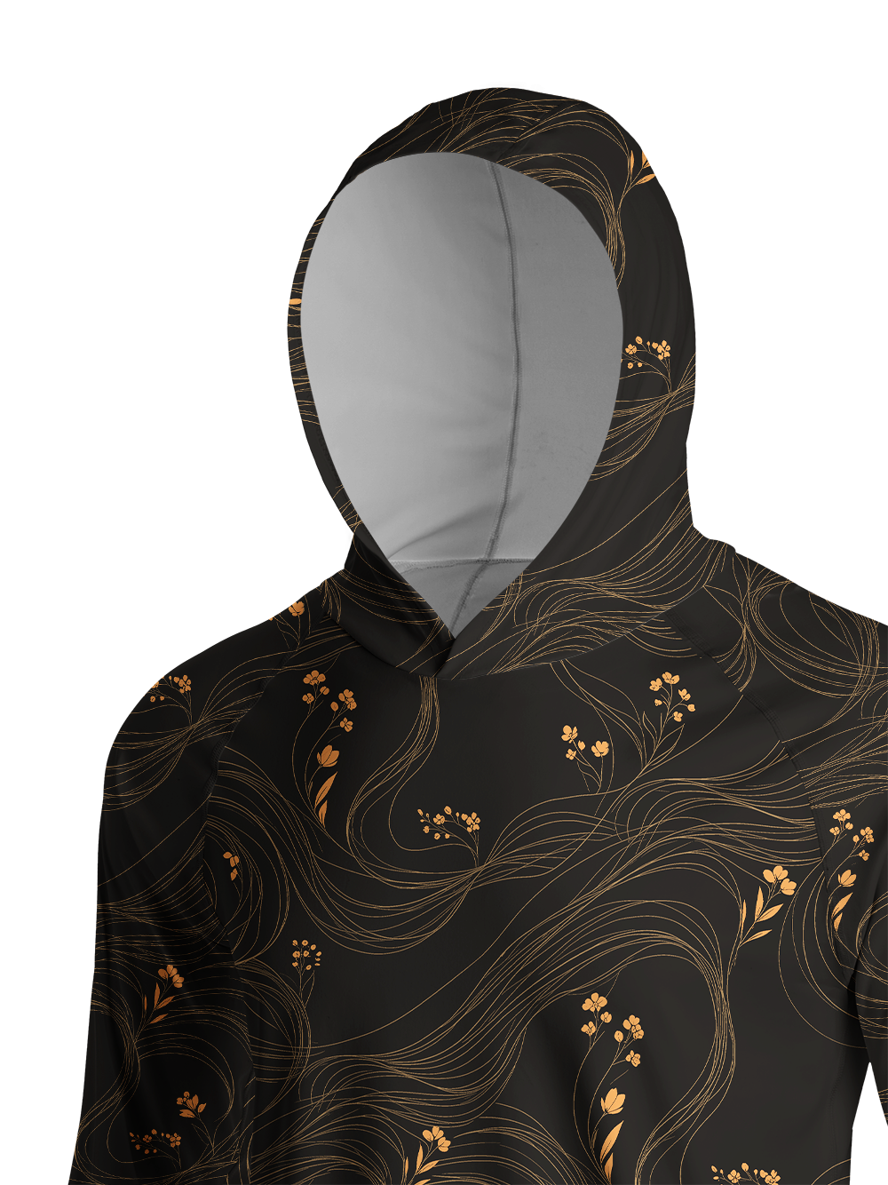 Orionride Gold-threaded Floral Long Sleeve Cycling Hoodie Shirt
