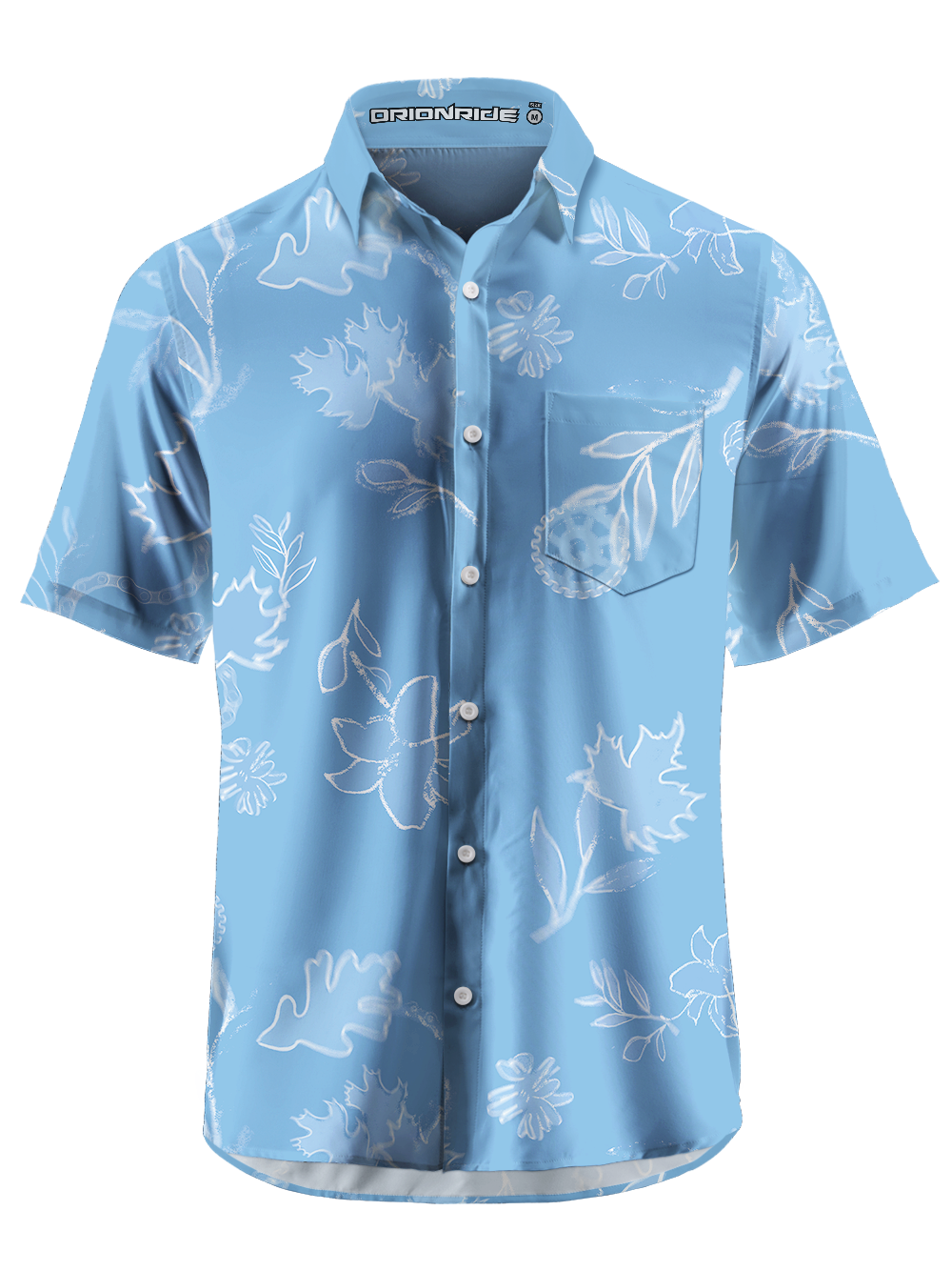 Orionride Flowers Scattered Zipper Pockets Ultra Lightweight Short Sleeves Gravel Shirt