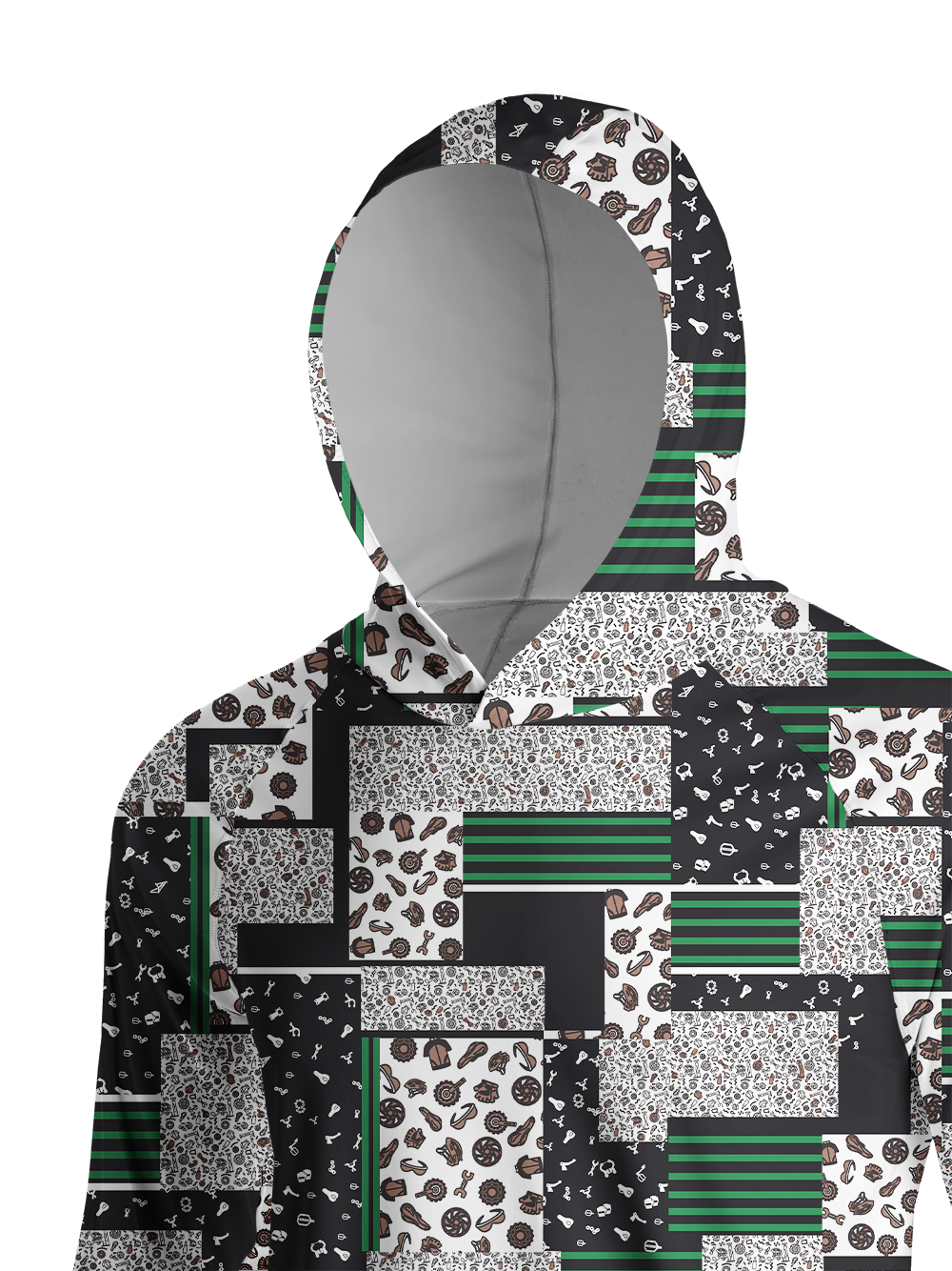 Orionride Geometric Parts Assembly Long Sleeve Cycling Hoodie Shirt