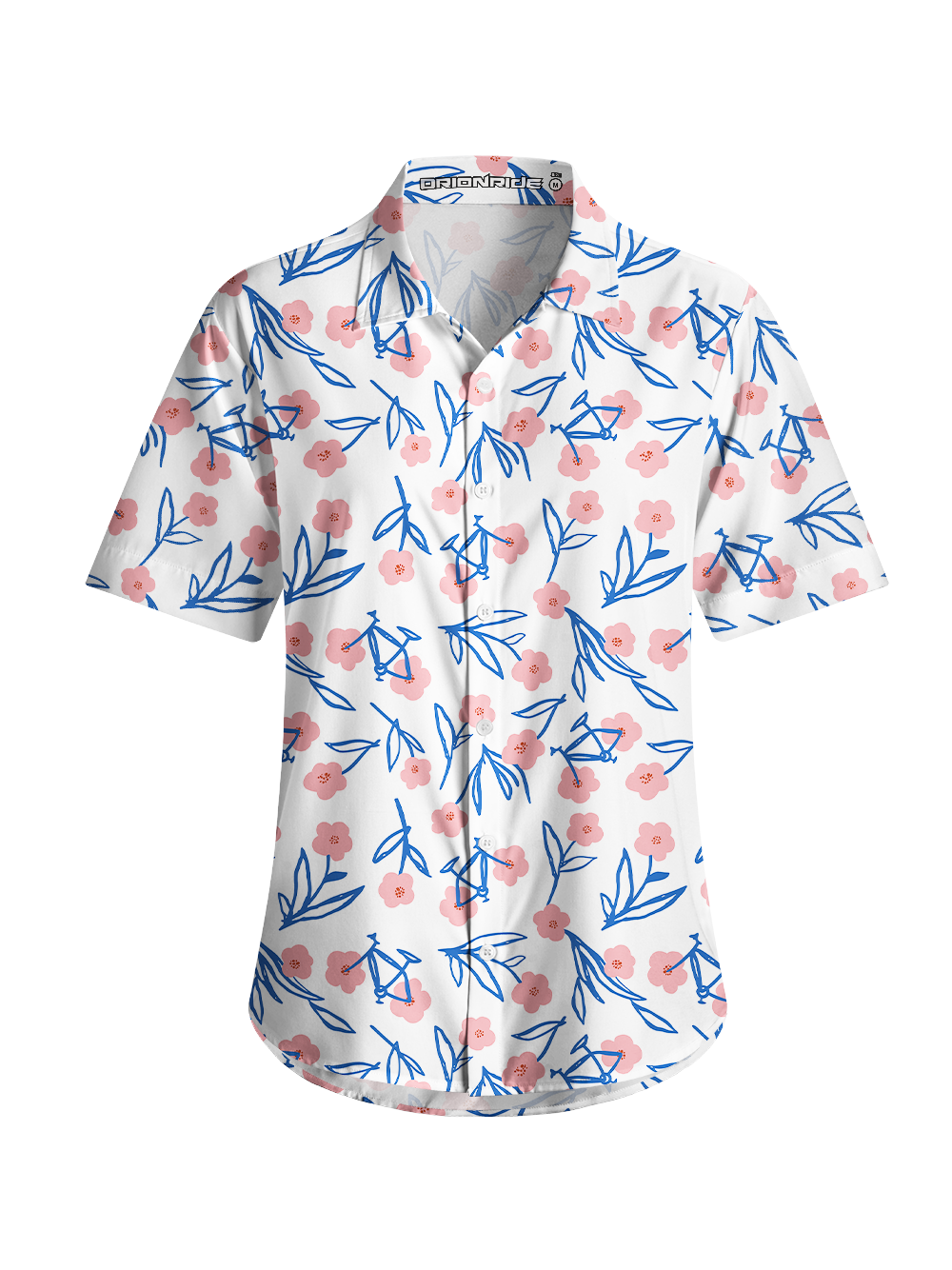 Orionride Pink Flower Bicycle Zipper Pockets Ultra Lightweight Short Sleeves Women's Gravel Shirt
