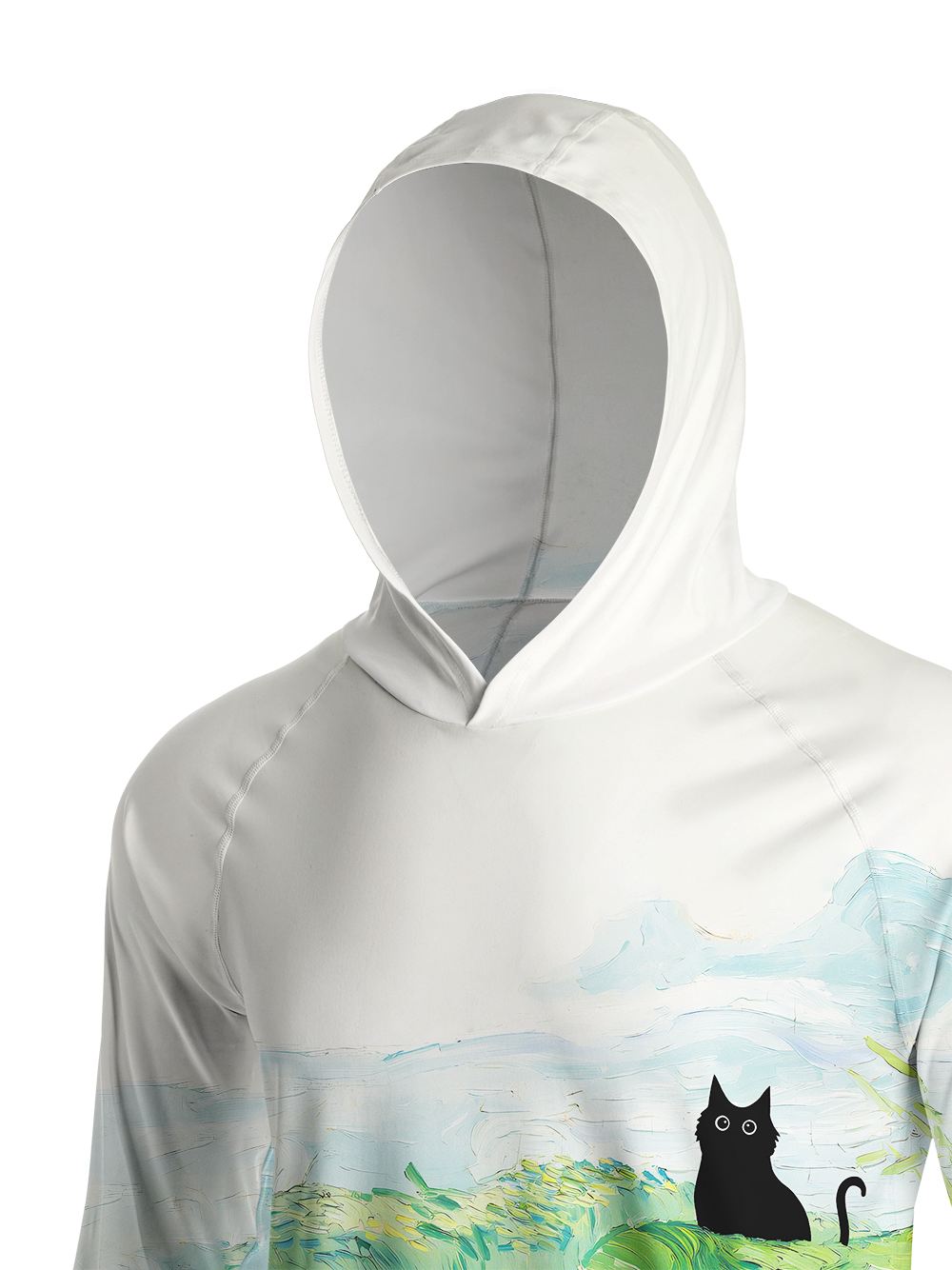 Orionride Oil Painting Black Cat Long Sleeve Cycling Hoodie Shirt