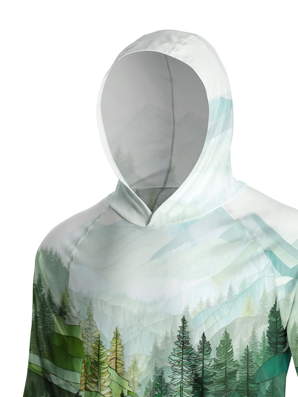 Orionride Dense Coniferous Forest Long Sleeve Cycling Hoodie Shirt