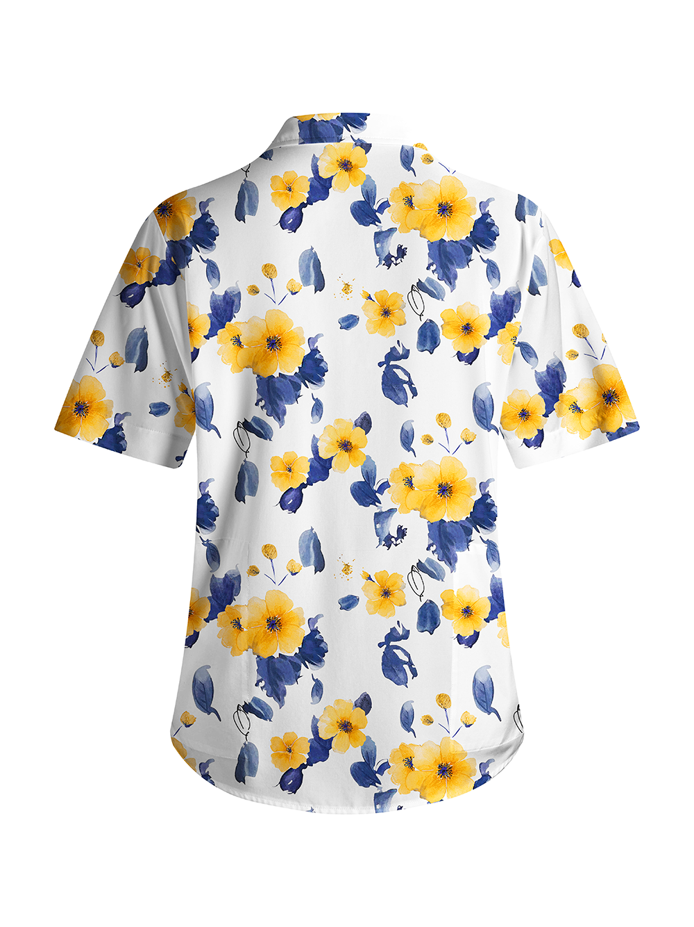 Orionride Ink Hibiscus Flower Zipper Pockets Ultra Lightweight Short Sleeves Women's Gravel Shirt