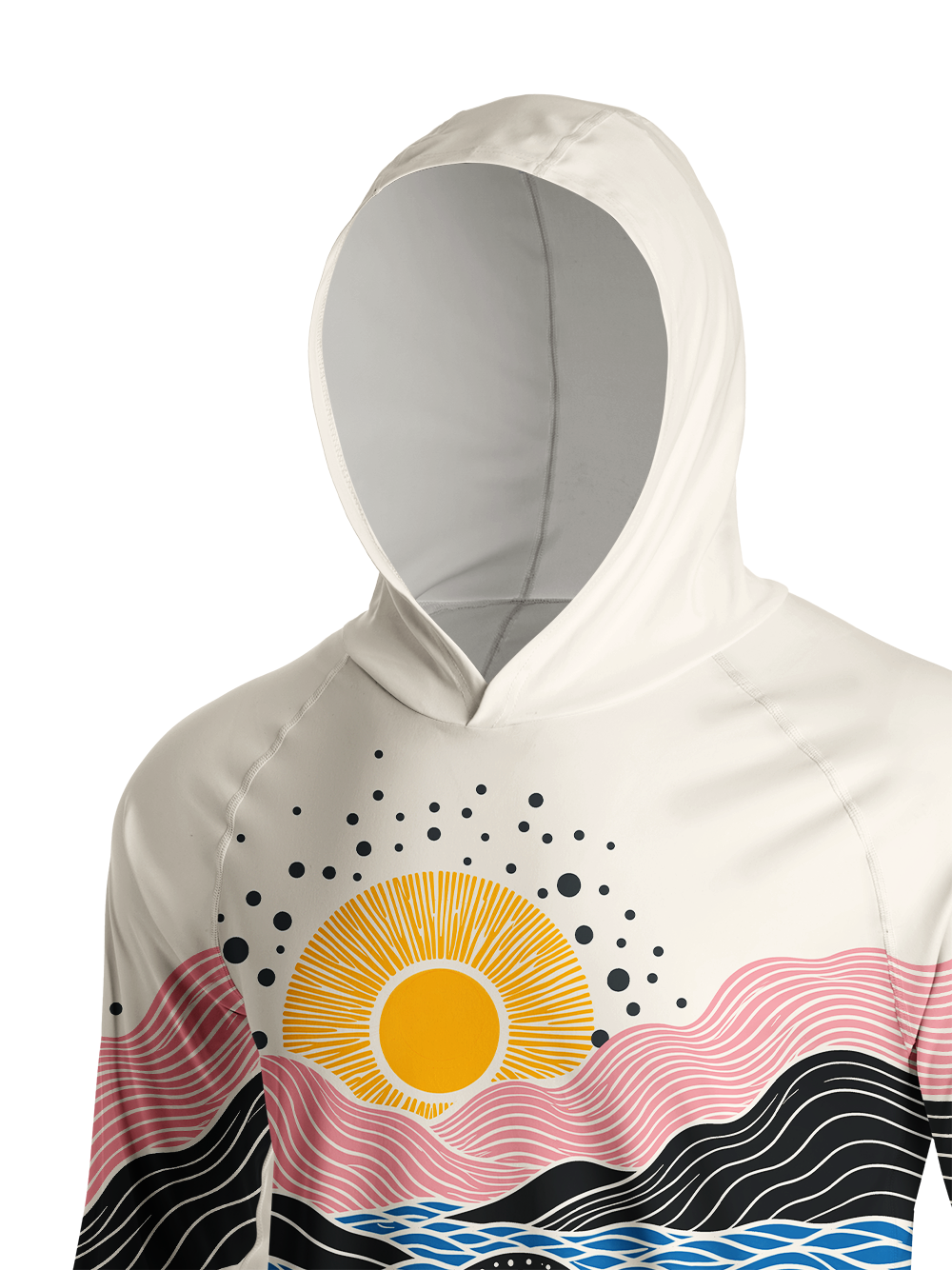 Orionride Sunset Waves Long Sleeve Cycling Hoodie Shirt