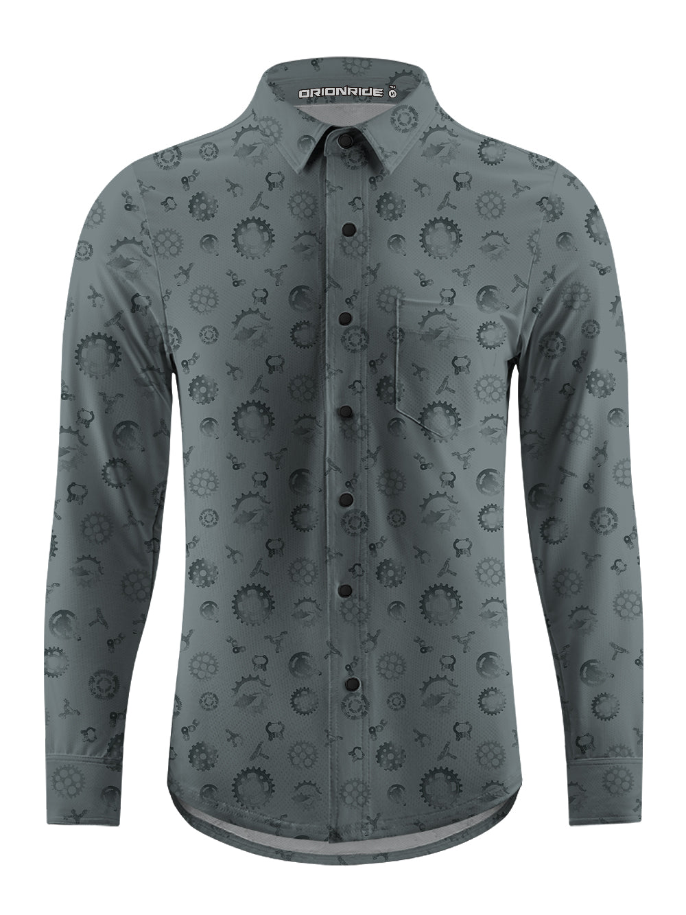 Orionride Ink Painting Parts Men's Stretchy Breathable Long Sleeve Gravel Shirt