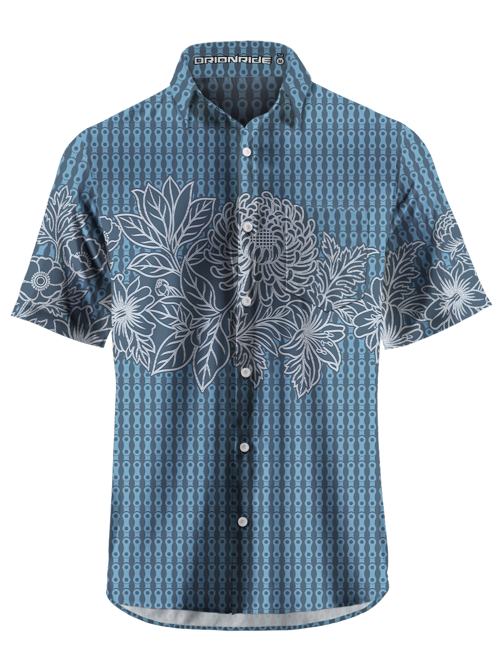 Orionride Jacquard Bloom Zipper Pockets Ultra Lightweight Short Sleeves Gravel Shirt