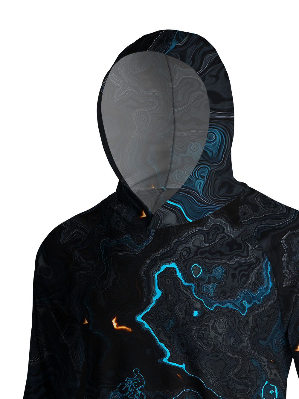 Orionride Luminous Terrain Map Long Sleeve Cycling Hoodie Shirt