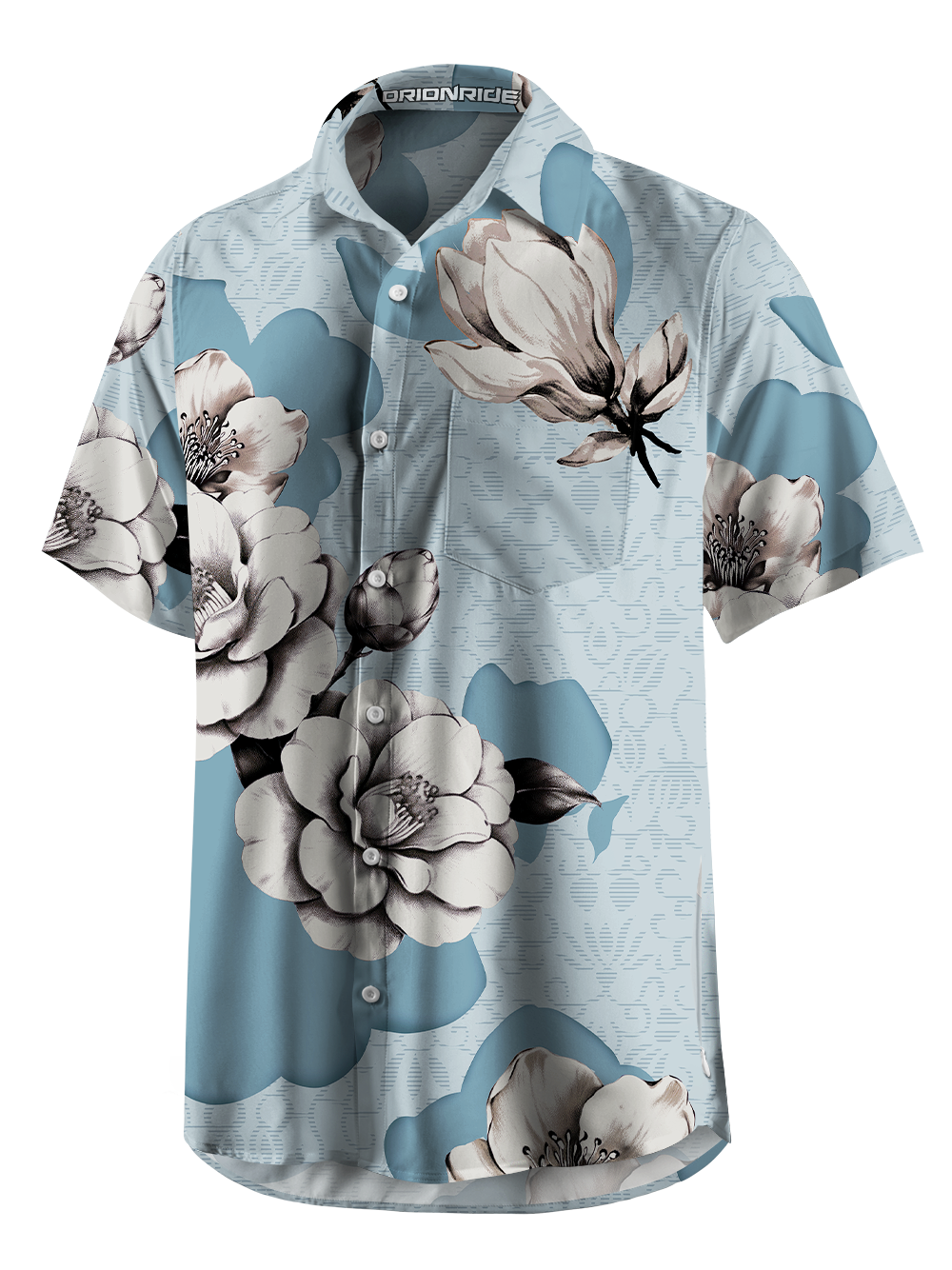 Orionride Porcelain Bloom Zipper Pockets Ultra Lightweight Short Sleeves Gravel Shirt