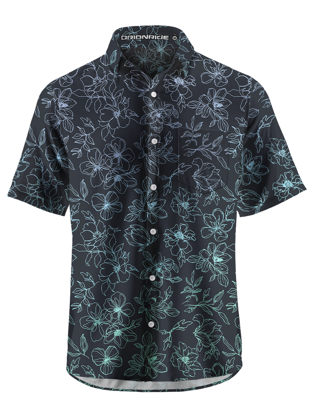 Orionride Gradient Flowers Zipper Pockets Ultra Lightweight Short Sleeves Gravel Shirt
