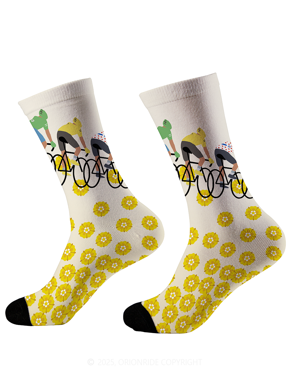 Orionride Pedal To The Bloom Cycling Socks, Beige / M