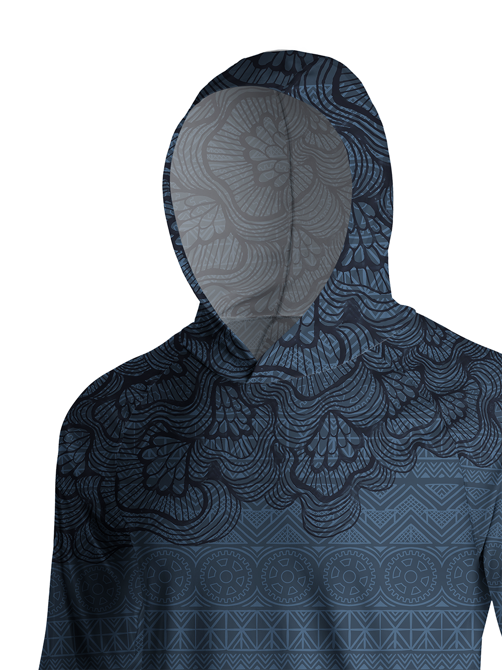 Orionride Floral Shadow Pattern Long Sleeve Cycling Hoodie Shirt
