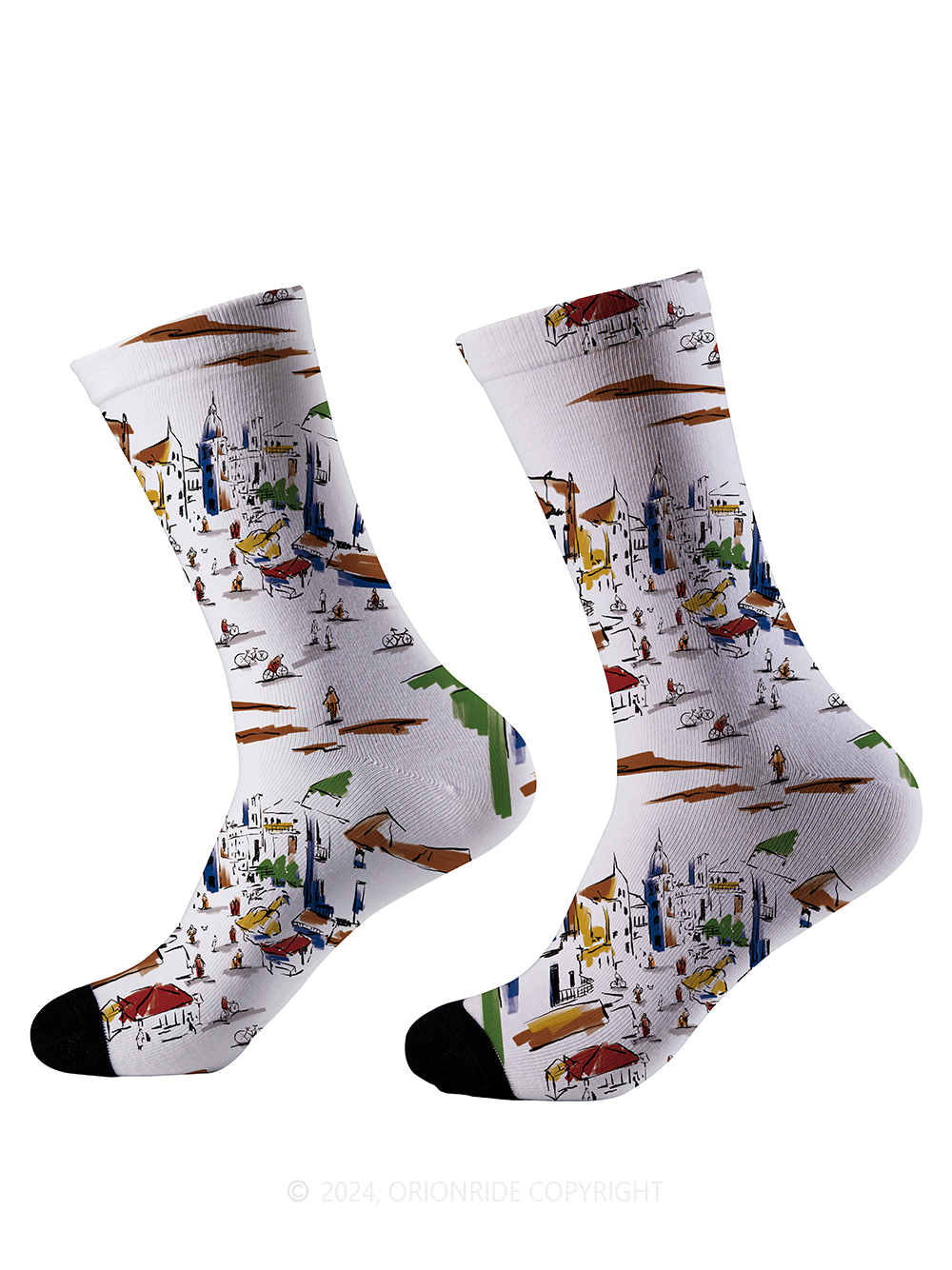 Orionride Hand-painted Street Scene Cycling Socks