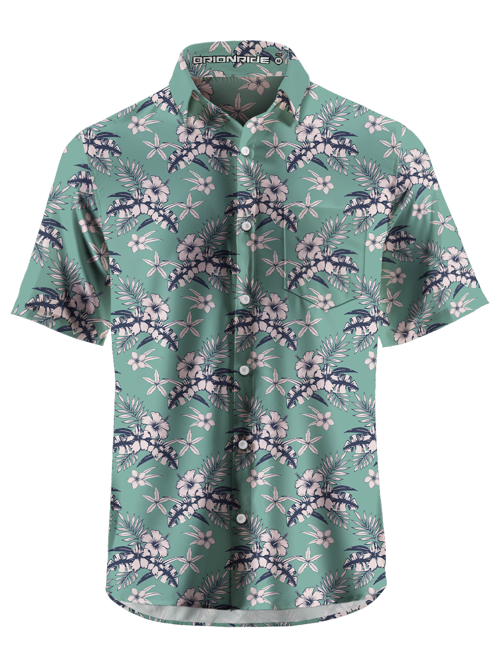 Orionride Hibiscus Palm Zipper Pockets Ultra Lightweight Short Sleeves Gravel Shirt