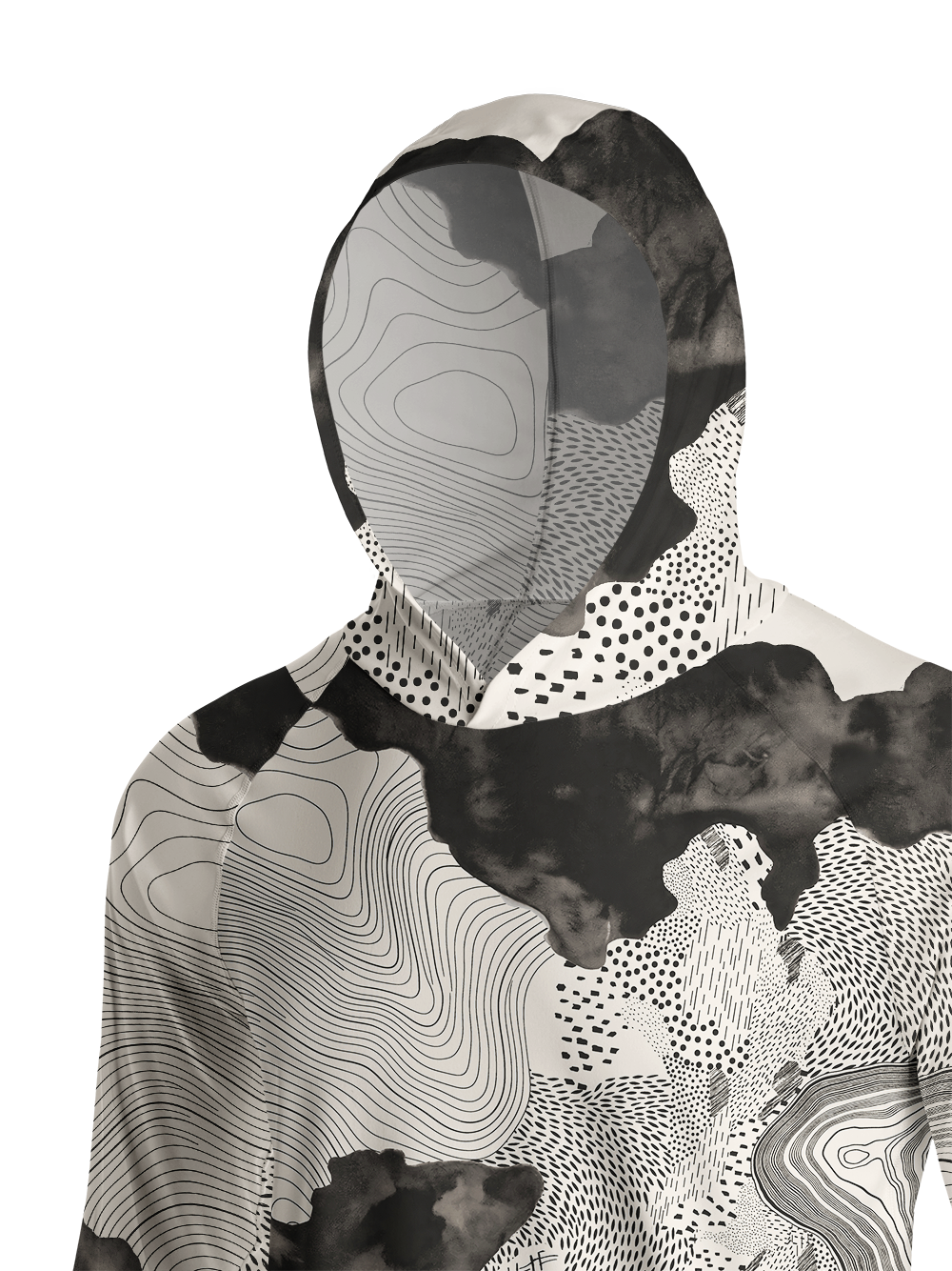 Orionride Abstract Terrain Long Sleeve Cycling Hoodie Shirt