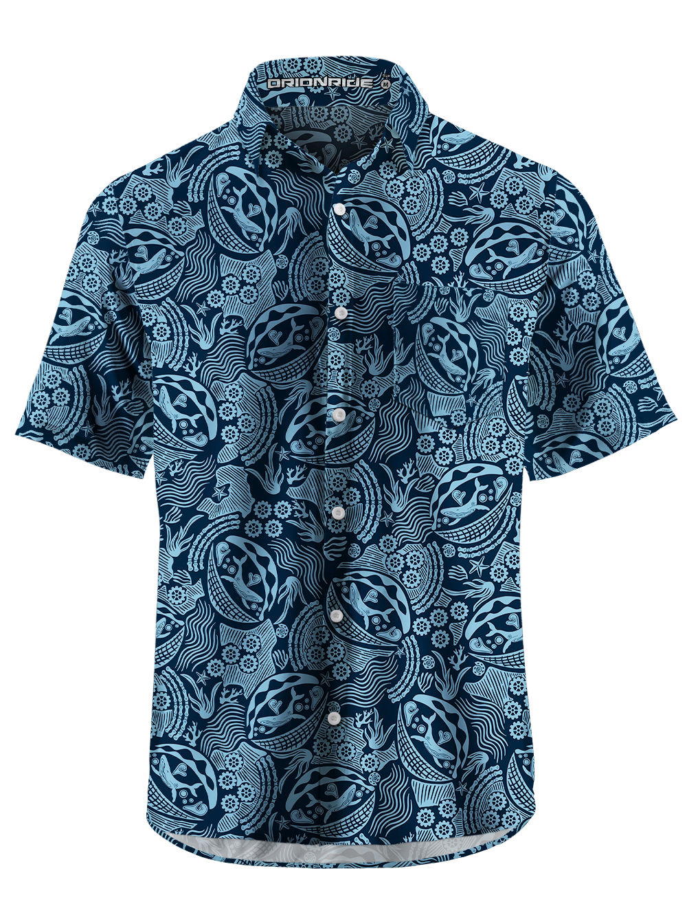 Orionride Retro Nautical Zipper Pockets Ultra Lightweight Short Sleeves Gravel Shirt
